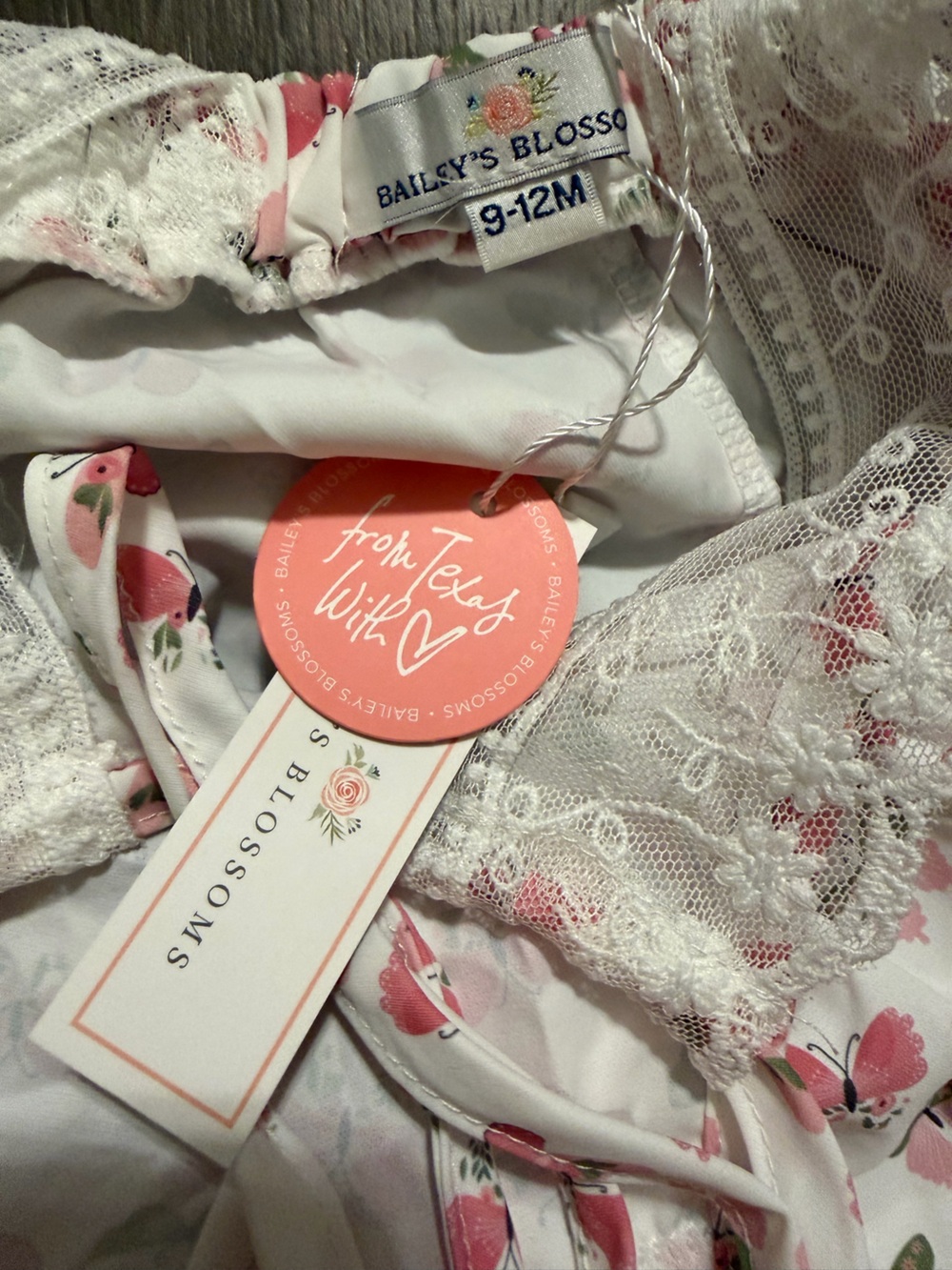 Bailey’s Blossoms Baby Girls Pink Butterfly Bubble Romper - Picture 3 of 3